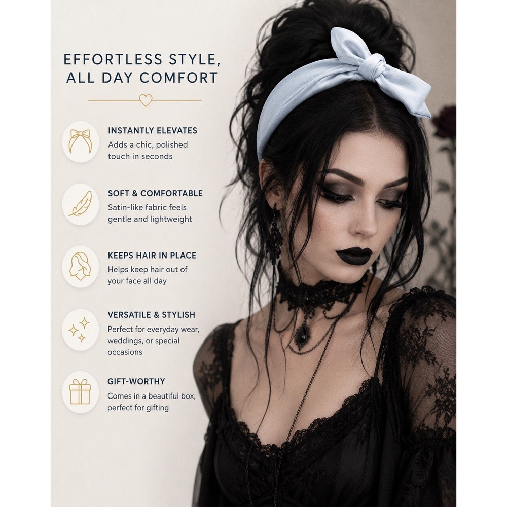 Kristin Ess Satin Headband Vintage Blue With Gift Box-something blue-old money - Picture 10 of 11